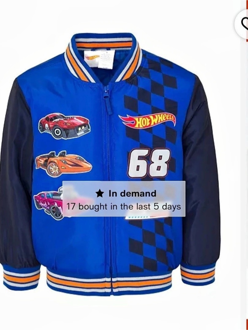 Hot Wheels Varsity Bomber Jacket Checkered Jacket NWT (size 10/12)